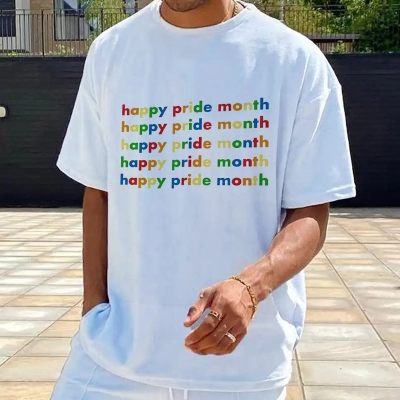 Cat Rainbow Pride Print T-Shirt