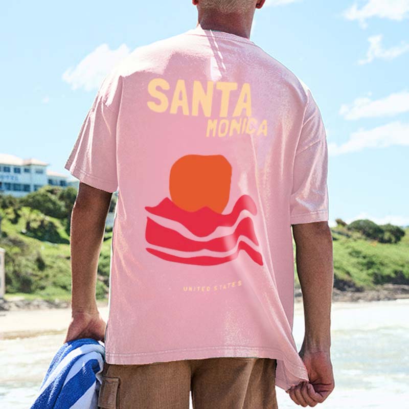 Resort Style Surf Orange Printed T-shirt
