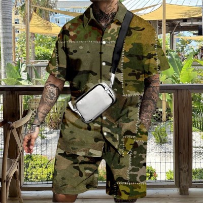 Camouflage Patch Print Casual Set