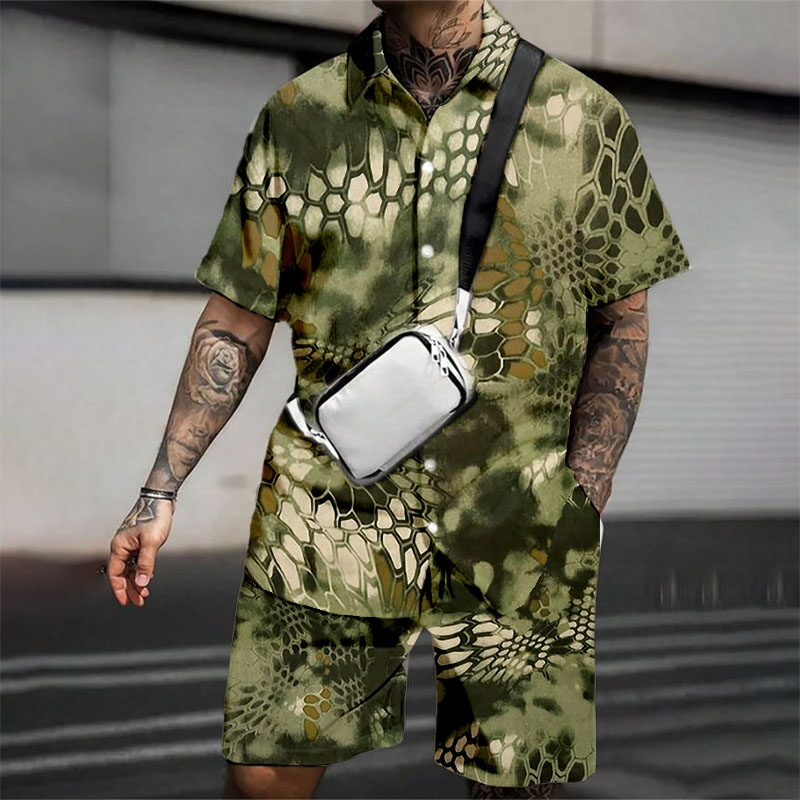 Snakeskin Camouflage Print Vacation Set - Helloice Apparel