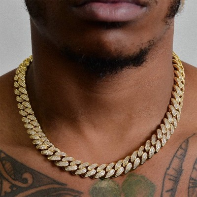 Iced 12mm Miami Cuban Link Chain in Gold
