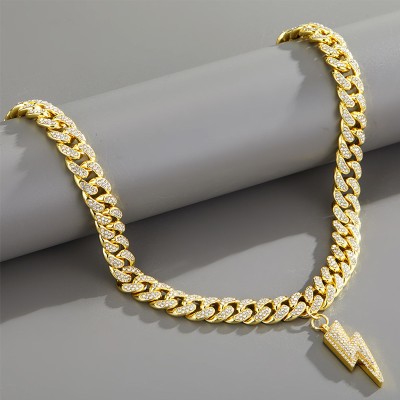 13mm Cuban Link Chain with Lightning Pendant