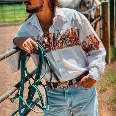 Horse Pattern Long Sleeve Shirt