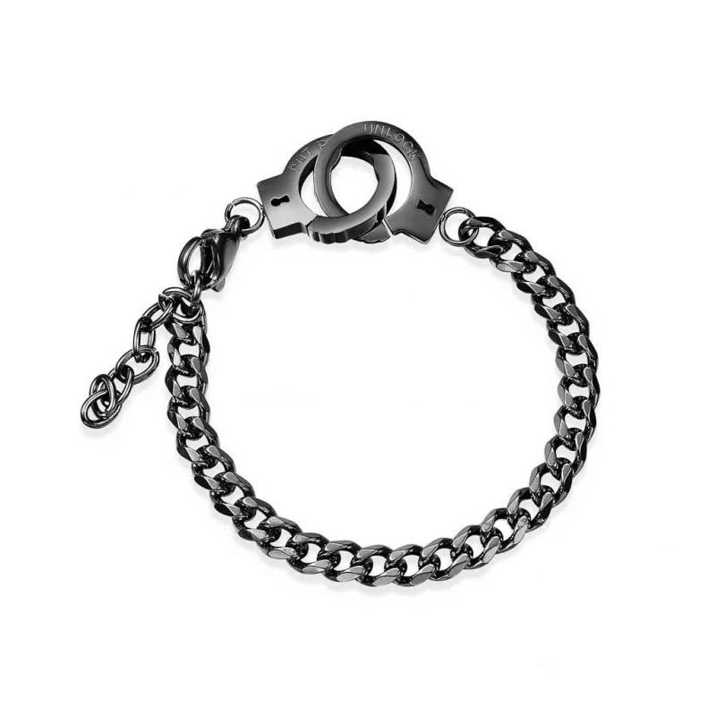 Handcuffs Cuban Bracelet in Black