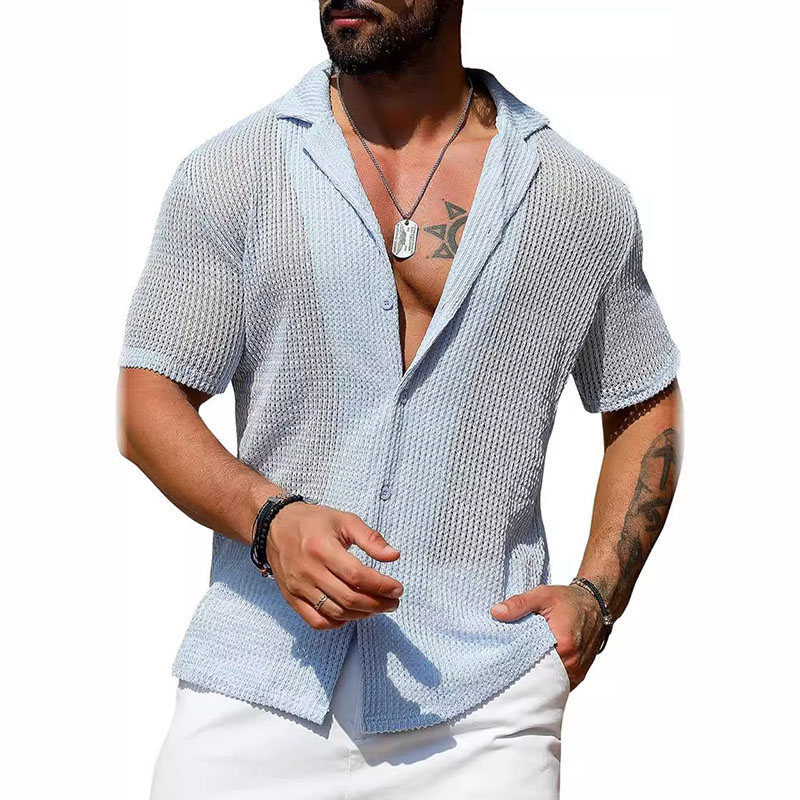 Cool Knitted Sweater Hollow Lapel Shirt