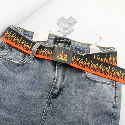 Flame Canvas Personalized Casual Belt in 9 Colors 130cm