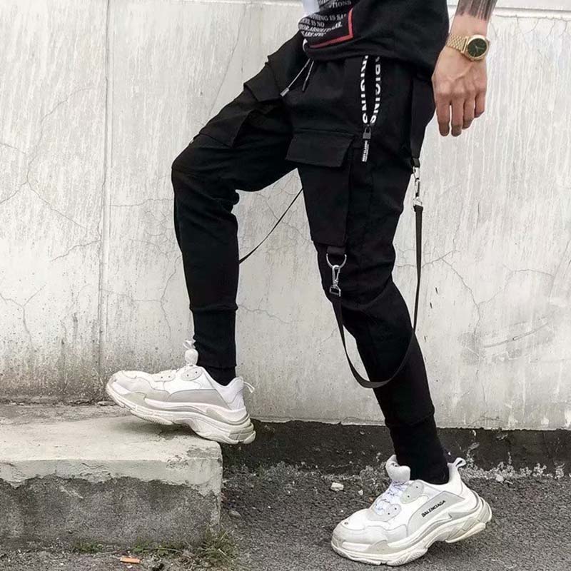 Black Pocket Cargo Casual Pants