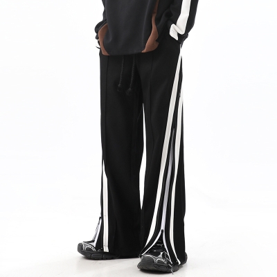 Hip Hop Double Zipper Striped Casual Track Pants