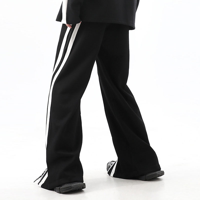 Hip Hop Double Zipper Striped Casual Track Pants