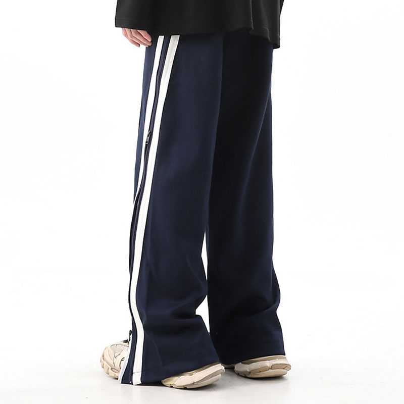 Hip Hop Double Zipper Striped Casual Track Pants