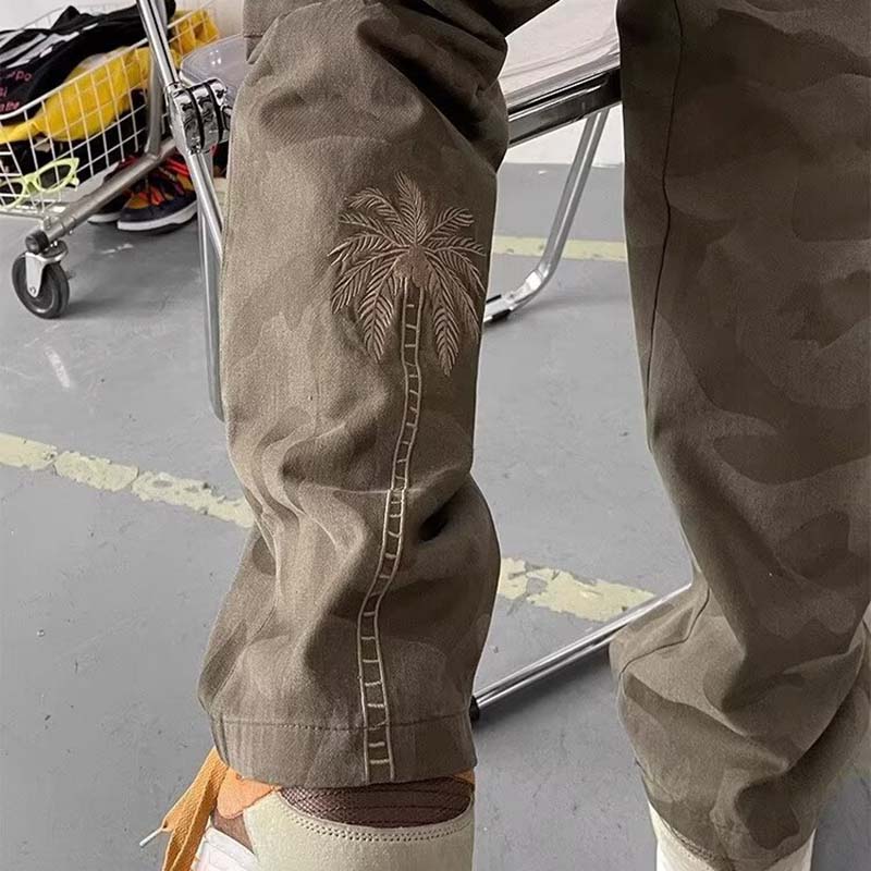 Vintage Embroidered Camouflage Cargo Pants