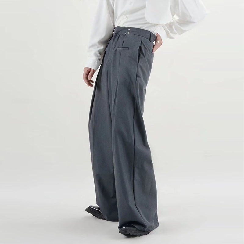 Black Suit Pants With Drapey Metal Buttons