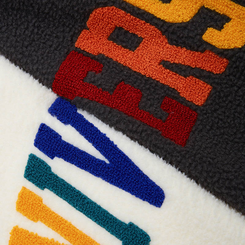 Fleece Rainbow Alphabet Towel Embroidered Hooded Sweatshirt
