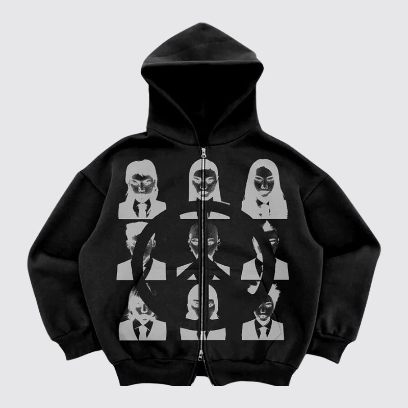 Y2K Street Print Zip Hoodie