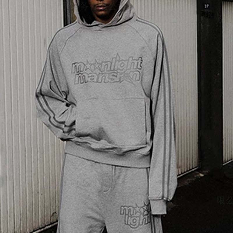 Letter Print Line Panel Hoodie