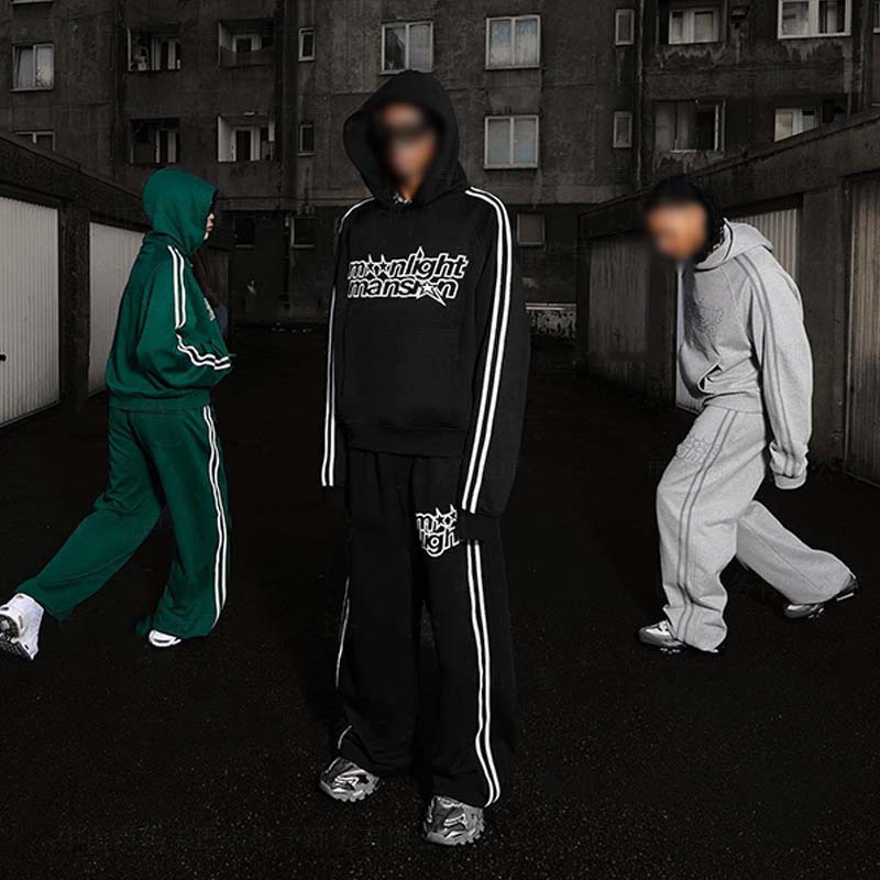 Letter Print Line Panel Hoodie