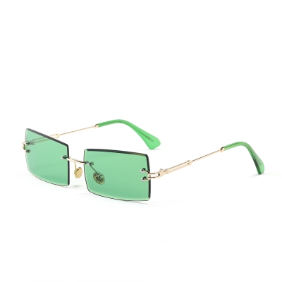 Retro Diamond Cut Square Rimless Sunglasses