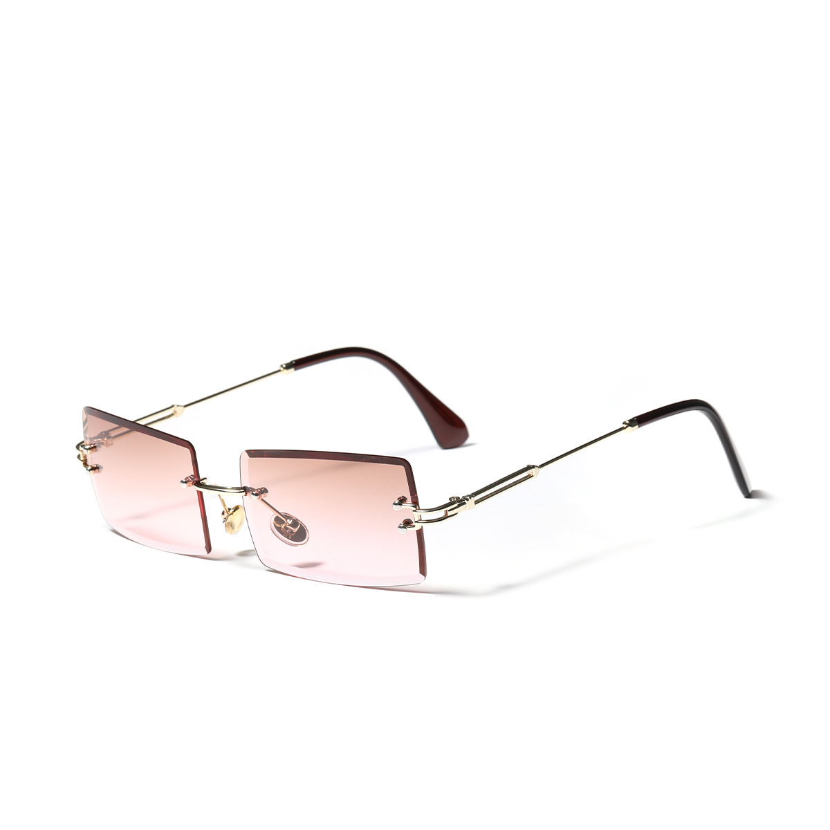 Retro Diamond Cut Square Rimless Sunglasses