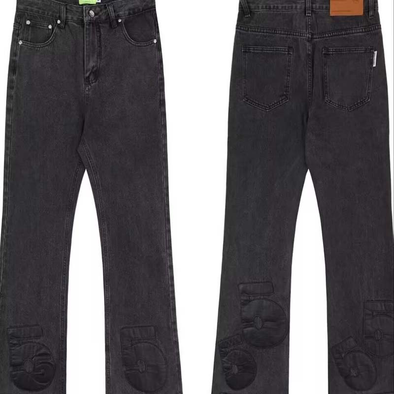 Retro Digital Pu Patch Jeans