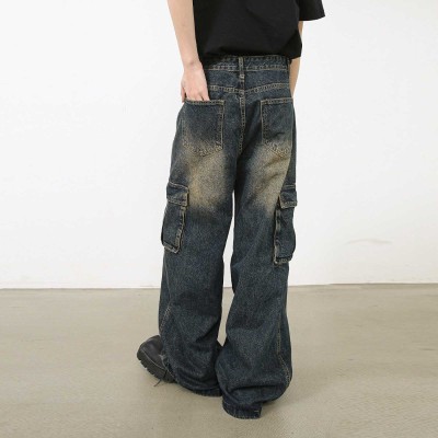 Hip Hop American Washed Multi Pocket Jeans