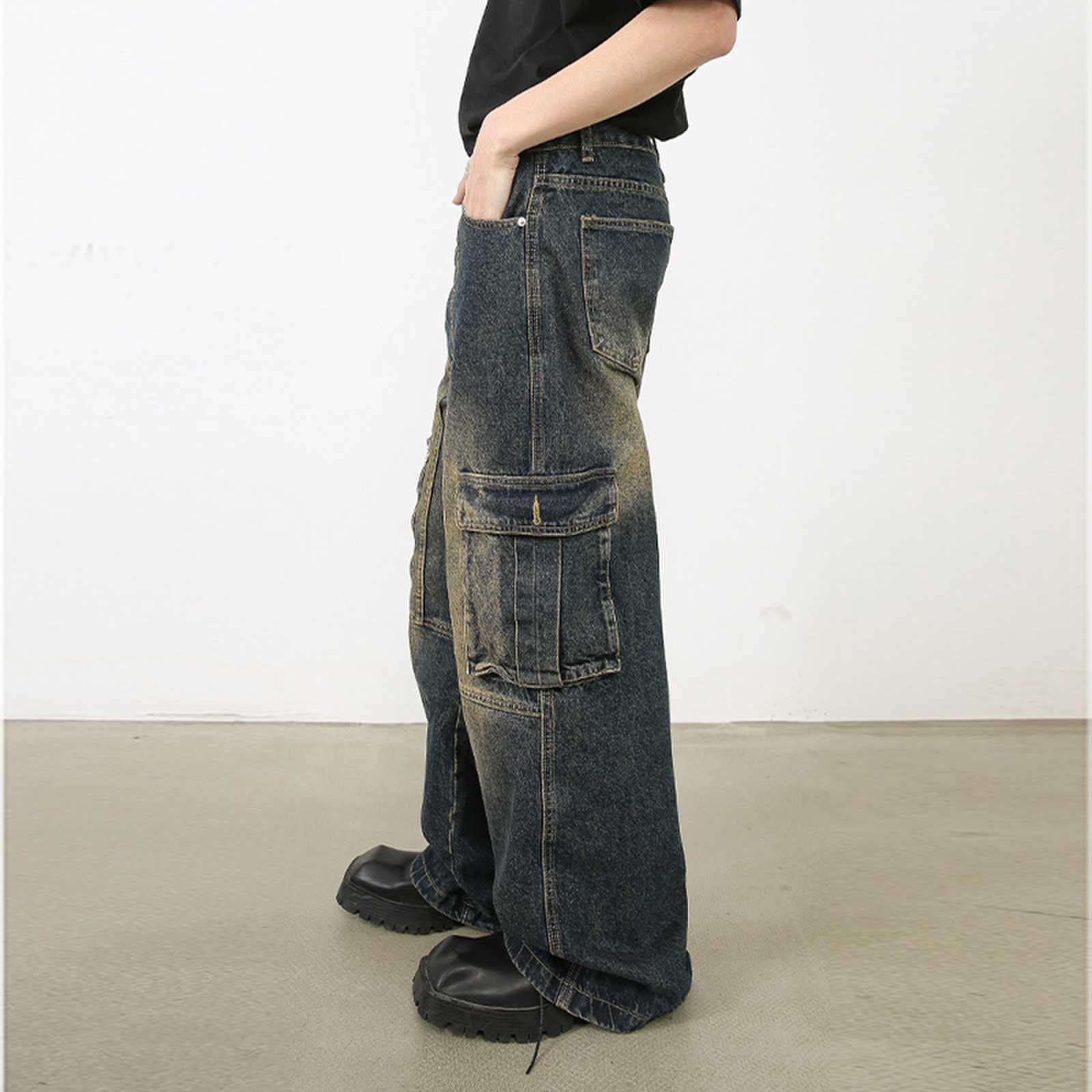 Hip Hop American Washed Multi Pocket Jeans