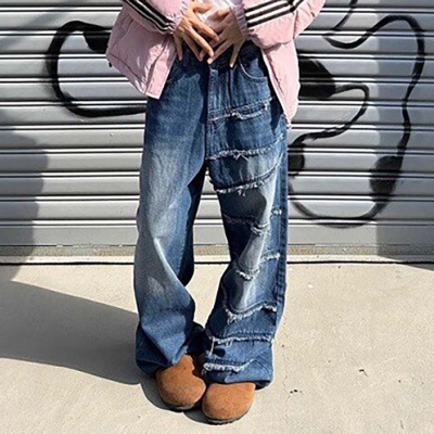 Vintage Raw Edge Asymmetrical Jeans