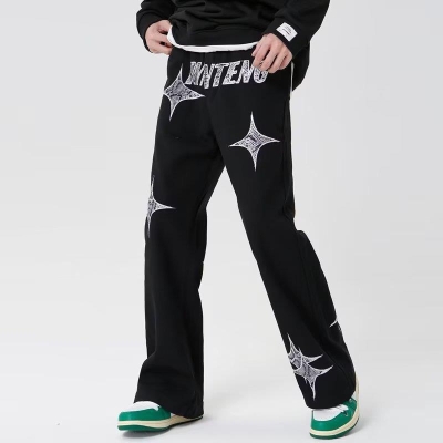 Letter Patch Four Pointed Star Jeans