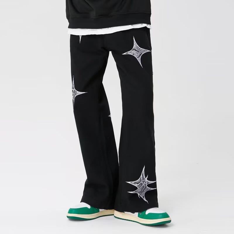 Letter Patch Four Pointed Star Jeans