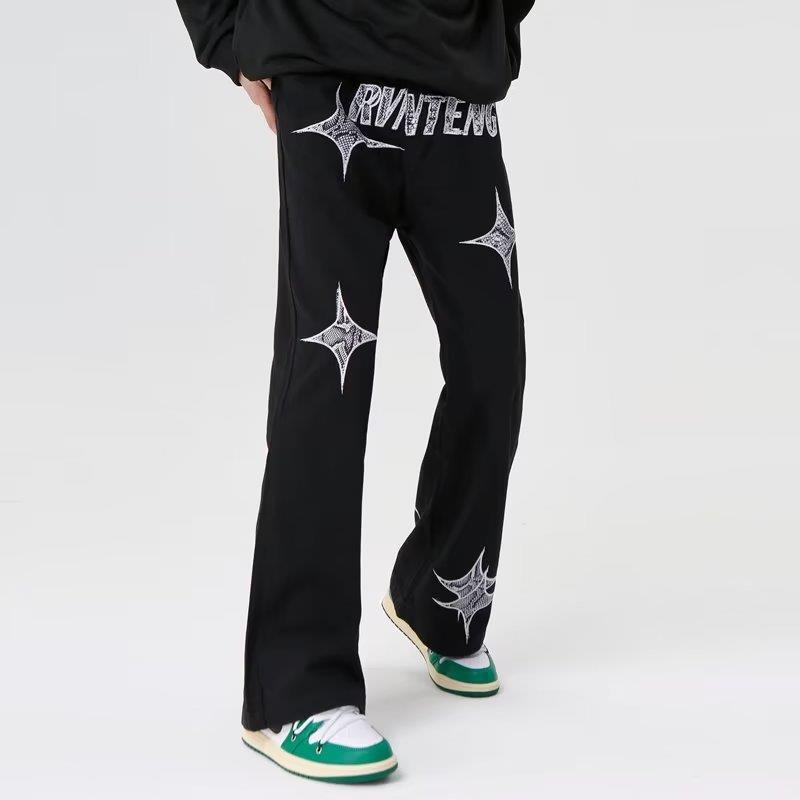 Letter Patch Four Pointed Star Jeans