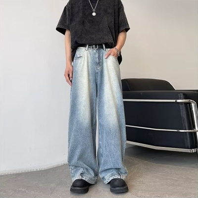 Light Colored Reverse Wear Jeans With Slight Bootcut