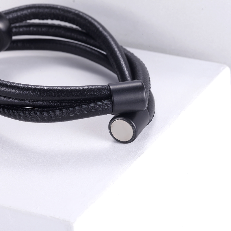 Black and Grey Stardust Wrap Leather Bracelet