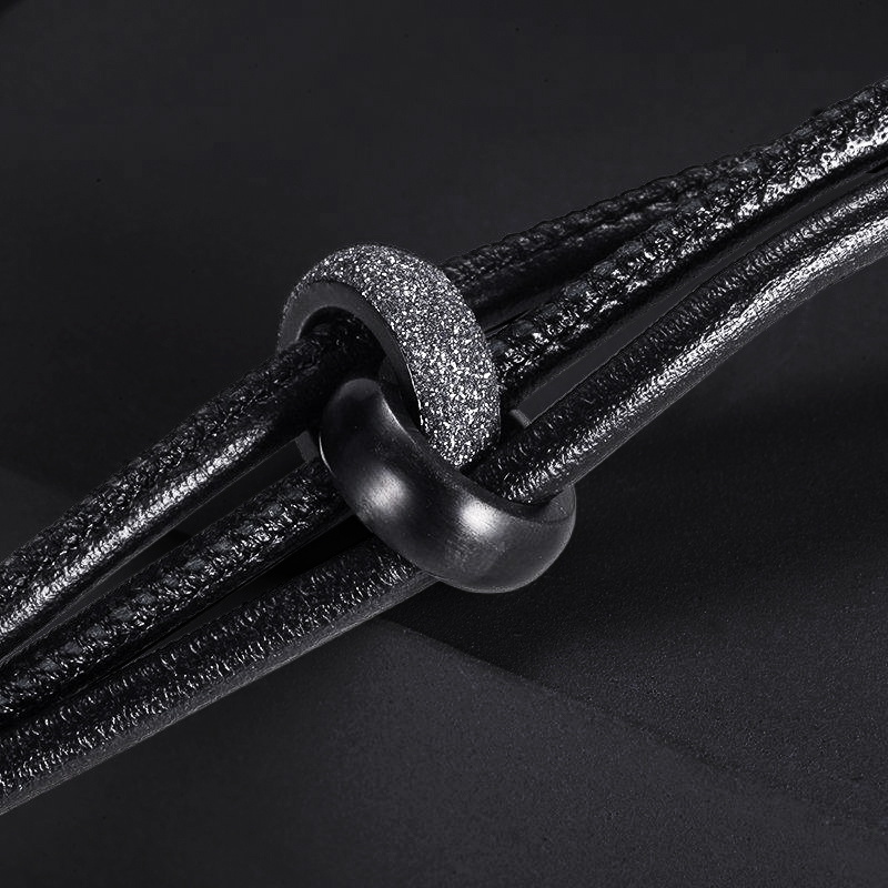 Black and Grey Stardust Wrap Leather Bracelet