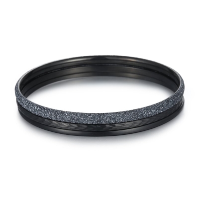 Stacking 3pcs Bangles with Black and Grey Stardust