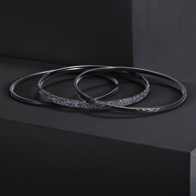 Black and Grey 3pcs Stacking Stainless Steel Bangle