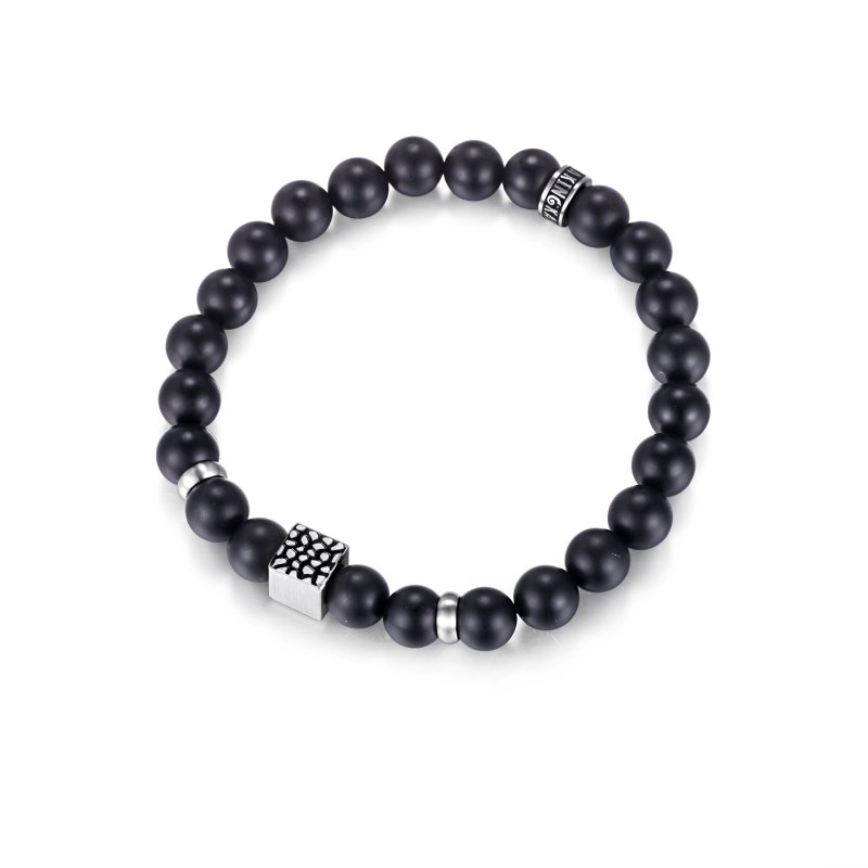 Reptile Cube Black Onyx Bead Bracelet