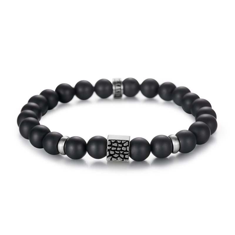 Reptile Cube Black Onyx Bead Bracelet