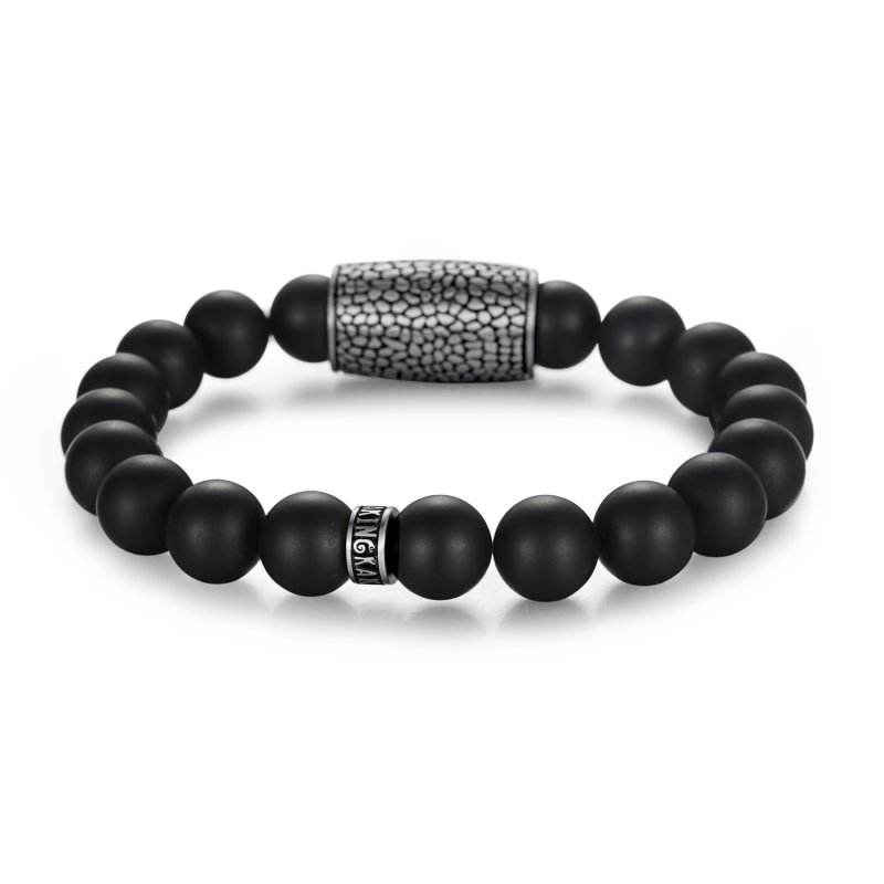 Reptile Tube Black Onyx Bead Bracelet