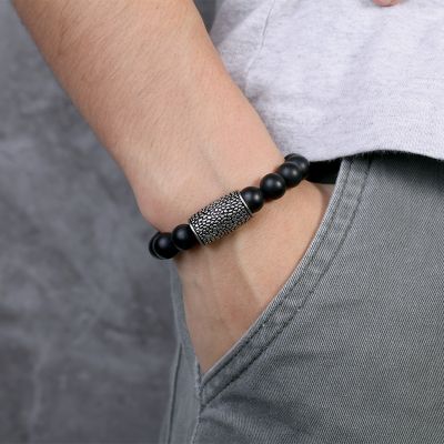 Reptile Tube Black Onyx Bead Bracelet