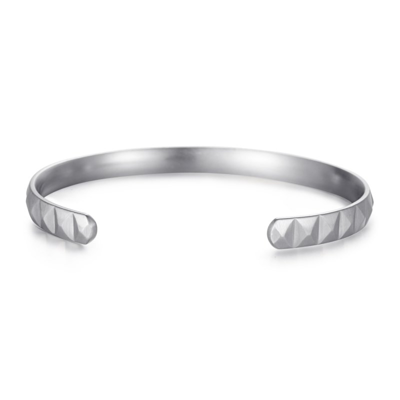 Pyramid Stainless Steel Open Bangle