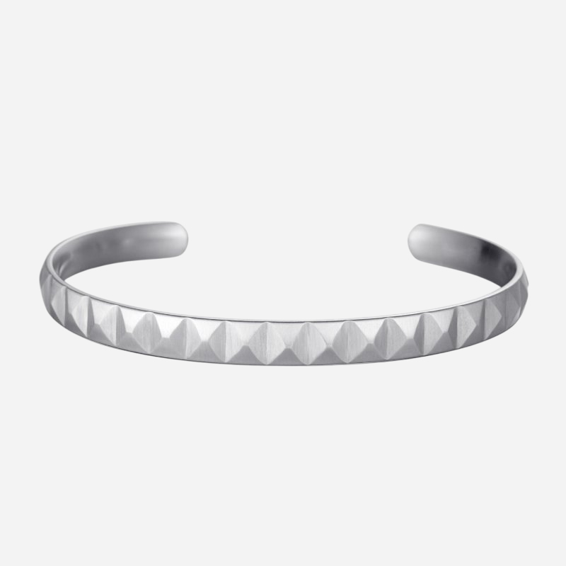 Pyramid Stainless Steel Open Bangle
