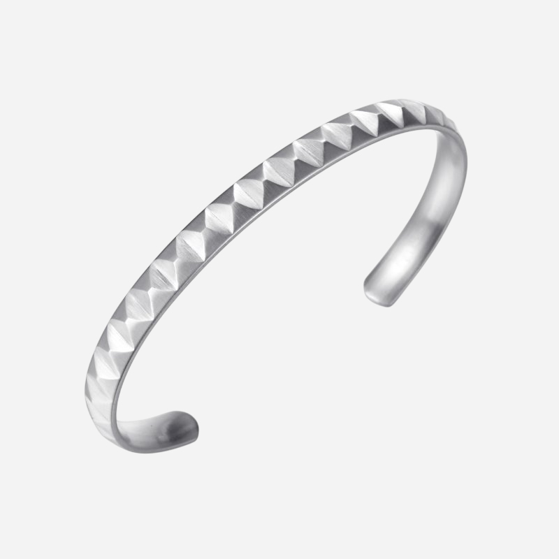 Pyramid Stainless Steel Open Bangle