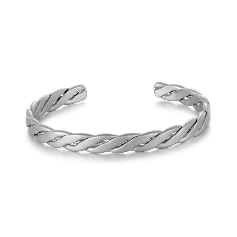 Braid Stainless Steel Open Bangle