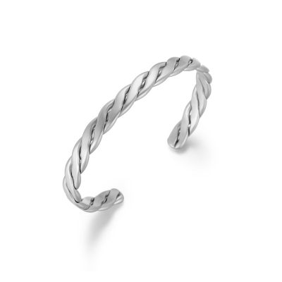 Braid Stainless Steel Open Bangle