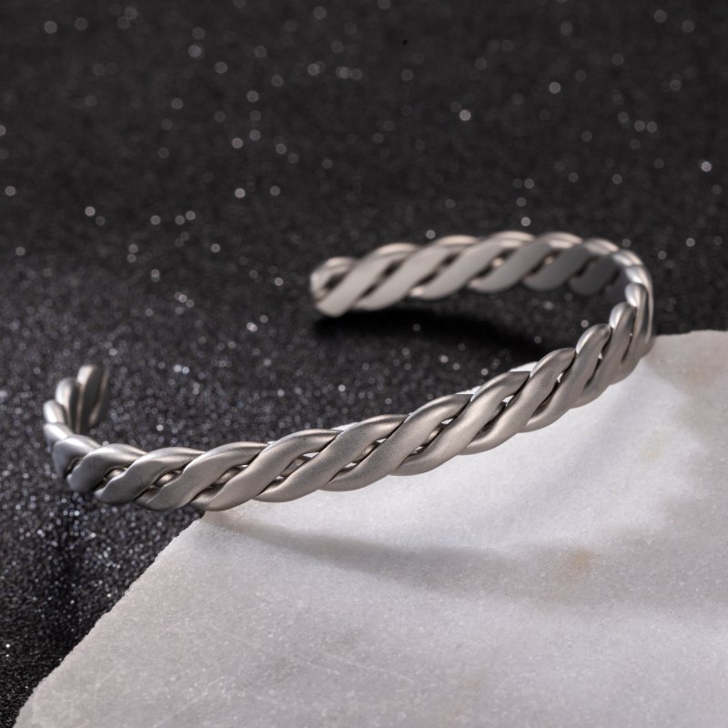 Braid Stainless Steel Open Bangle