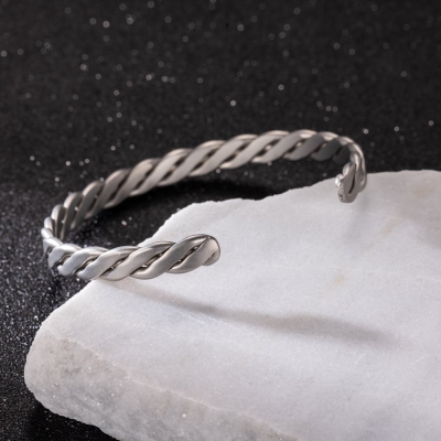 Braid Stainless Steel Open Bangle