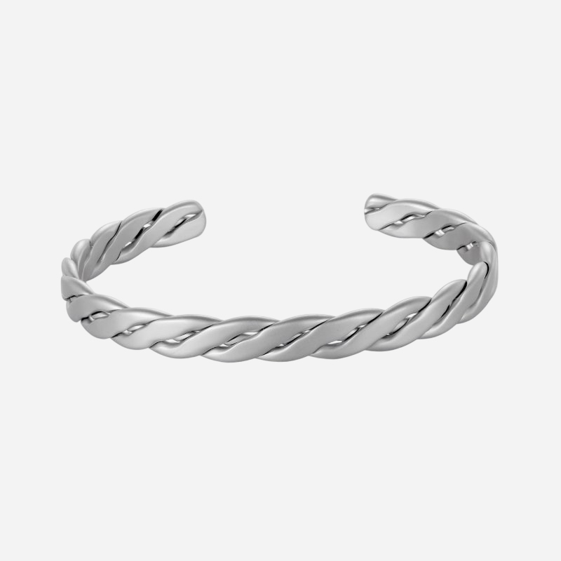 Braid Stainless Steel Open Bangle