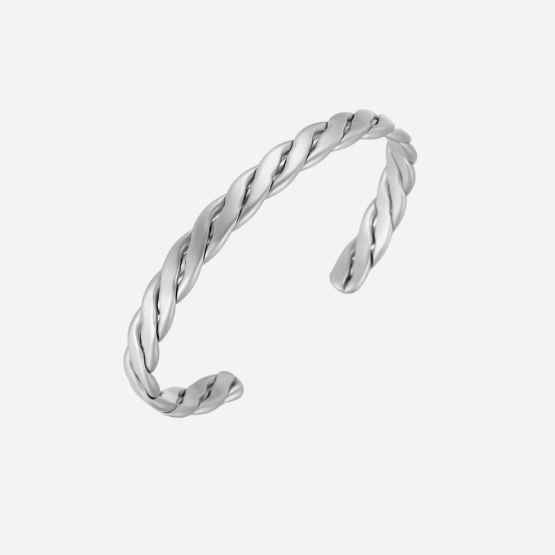 Braid Stainless Steel Open Bangle