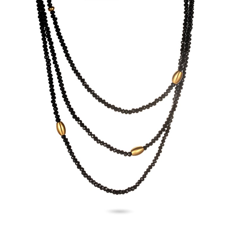 Layered Black Crystal Beads Necklace