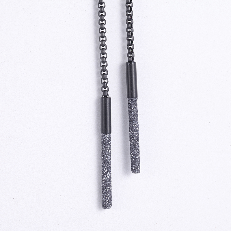 Black and Grey Stardust Chain Drop Earrings