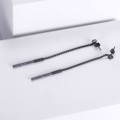 Black and Grey Stardust Chain Drop Earrings